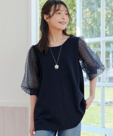 Tiaclasse L 【洗える】ドットチュールニットチュニック