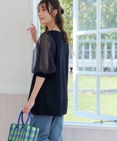 Tiaclasse L 【洗える】ドットチュールニットチュニック