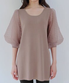 Tiaclasse L 【洗える】ドットチュールニットチュニック