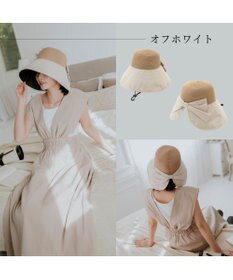 MOONBAT 【遮光100%/UPF50%＋/UVカット】洗えるバックリボン ブレードパラソルハット 手洗いOK/サイズ調整可能/吸水速乾/遮熱