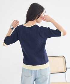 earth music&ecology ヘンリーネック半袖ニットプルオーバー