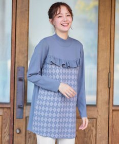 Tiaclasse アーガイルジャガードフリルチュニック