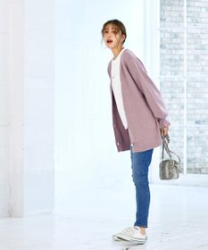 Tiaclasse 【洗える】袖先フリルミドル丈カーディガン