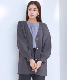 Tiaclasse 【洗える】袖先フリルミドル丈カーディガン