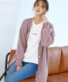 Tiaclasse 【洗える】袖先フリルミドル丈カーディガン