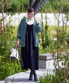 Tiaclasse 【洗える】袖先フリルミドル丈カーディガン