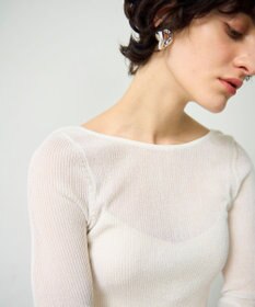 GRACE CONTINENTAL ラメシアーリブニットトップ