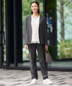 自由区 【XSサイズ～/洗える/セット可】キュプラリネンシャンタン ノーカラージャケット