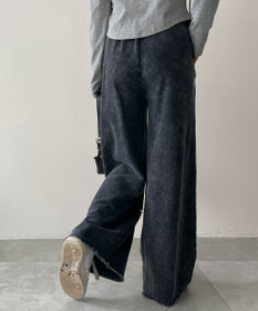 WEGO 【ウエストゴム】ヴィンテージウォッシュスウェットワイドパンツ