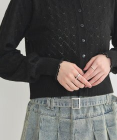 earth music&ecology シアースカラップ透かし編みカーディガン