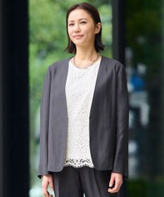 自由区 【XSサイズ～/洗える/セット可】キュプラリネンシャンタン ノーカラージャケット