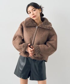 earth music&ecology リバーシブルフェイクムートンショートブルゾン