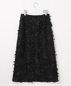 自由区 【カトリエムブーケ】Tweed a fleurs et rubans リボンツイードスカート