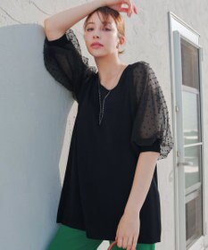 Tiaclasse L 【洗える】ドットチュールニットチュニック