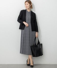 23区 【セットアップ対応/洗える】トリアセダブルジョーゼット ノーカラー ジャケット