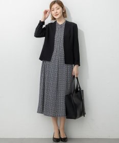 23区 【セットアップ対応/洗える】トリアセダブルジョーゼット ノーカラー ジャケット