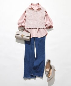 ANY SIS 【美Denimシリーズ】センタープレスセミフレア デニム