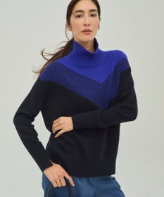 ICB L ソフトカシミヤミックス インターシャ ハイネックニット