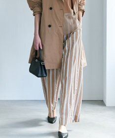 ICB サッカードビーストライプ ワイドパンツ アプリコットベージュストライプ