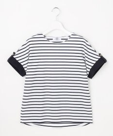 J.PRESS LADIES L 【一枚で着映え】バイカラーボーダー クルーネック カットソー ネイビー系