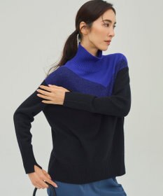 ICB L ソフトカシミヤミックス インターシャ ハイネックニット