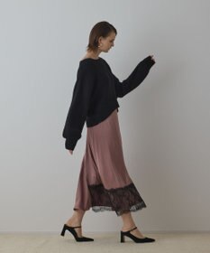 GRACE CONTINENTAL サテンレースニットワンピース