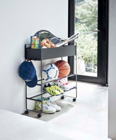 tower キャスター付き 玄関収納ラック タワー ブラック