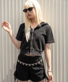 WEGO 【セットアップ対応】半袖ショートZIPパーカー
