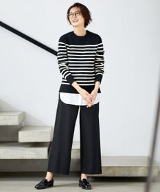 J.PRESS LADIES S 【洗える】LANTECシャークスキン セミワイド パンツ