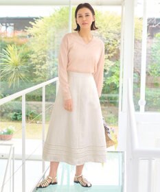 自由区 【XSサイズ～/洗える/セット可】エンブロイダリーリネン フレアスカート