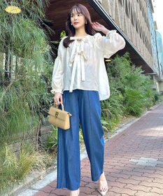 Feroux ベルト付き テンセルデニム ワイドパンツ