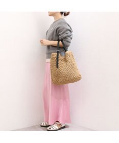 UNBILLION カシュカシュ cachecache / ベルトハンドル地柄編みトート カゴバッグ