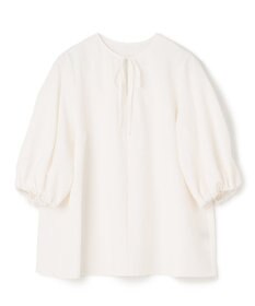 UNFILO 【洗える】シアーサッカーボリュームスリーブブラウス