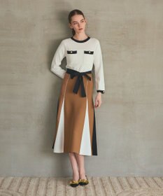 GRACE CONTINENTAL ニットバイカラージャガードワンピース