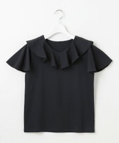 Feroux 【洗える・汗ジミが目立たない】ラッフル襟Tシャツ