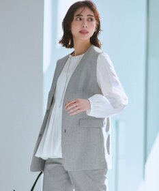 23区 アイアスマットストレッチ ノーカラージレ ライトグレー系