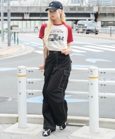 WEGO グラフィックサイドリボンドロストショートT