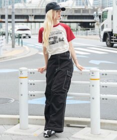 WEGO グラフィックサイドリボンドロストショートT