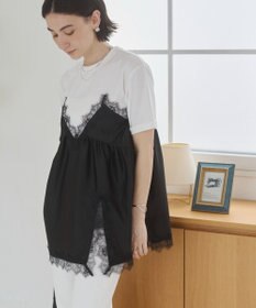 WEGO 【ANGIE VINTAGE】サテンレースドッキングレイヤードトップス