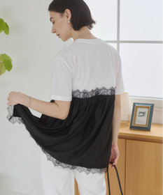 WEGO 【ANGIE VINTAGE】サテンレースドッキングレイヤードトップス