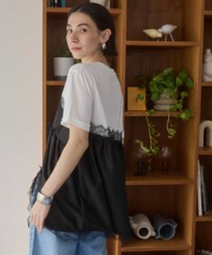 WEGO 【ANGIE VINTAGE】サテンレースドッキングレイヤードトップス