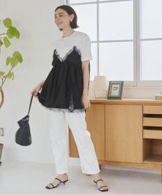 WEGO 【ANGIE VINTAGE】サテンレースドッキングレイヤードトップス