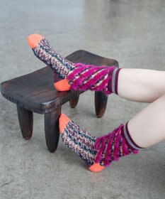 COQ LESSER TALE ラメリバーシブルファーソックス