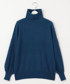 自由区 【洗える】ソフトウールハイゲージパフスリーブハイネック ニット