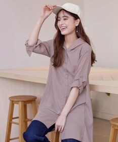 Tiaclasse 【新色追加・洗える】麻調パーカーチュニックブラウス