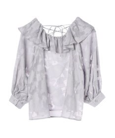 earth music&ecology ジャガードフリルブラウス