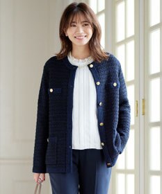 J.PRESS LADIES 【洗える】TWEED KNIT ミドル カーディガン