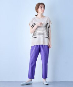 ANY L 【洗濯機可/接触冷感/UVカット/アンチピリング】フレンチスリーブニットプルオーバー