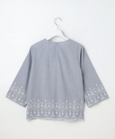 J.PRESS LADIES S ストライプ×エンブロイダリー クルーネック ブラウス