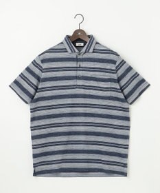 JOSEPH ABBOUD 【キングサイズ・吸水速乾】リネンマルチボーダー ポロシャツ